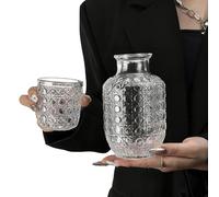 Elnwnnkc Ensemble de gobelets à eau en verre à relief élégant, boîtes à boissons pour dîner, tasse à boire ergonomique, idéale pour manger et se divertir, ensemble de tasses en verre de cuisine