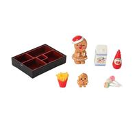 Elnwnnkc Ensemble De Scène Noël pour Maison Poupée 1/12 Ornement Alimentaire Miniature en Résine Pain D'épices Organisateurs Rangement pour Projets Artisanaux Décoration Scène Table