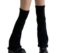 Elnwnnkc Esthétique Tricoté Sur Les Jambières Bas Couleur Unie Évasée Cuisse Haute Couvre Chaussettes Longues Pour Femmes Sur Genouillères