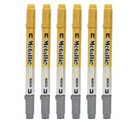 Elnwnnkc Et stylo pinceau double face argenté marqueur pinceau de couleur métallique pour écrire sur papier pierre céramique cuir tissu stylo de lettrage décoratif