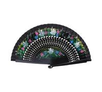 Elnwnnkc Éventail pliable espagnol double face en bois peint pour fête, décoration d'intérieur, décoration d'intérieur, fleurs et éventail peint à la main