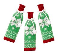 Elnwnnkc Flocon de Neige de Noël Tricote des couvertures de Bouteille de vin Tenues de Bouteille de vin, Ensemble de 3, Parfait pour Les décors de Cadeaux de Vacances