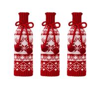 Elnwnnkc Flocon de Neige de Noël Tricote des couvertures de Bouteille de vin Tenues de Bouteille de vin, Ensemble de 3, Parfait pour Les décors de Cadeaux de Vacances