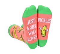 Elnwnnkc Girl Who Love Pickles Lettre Imprimée Milieu Chaussettes amusantes Créatives Cornichons Concombre Coton Femmes Filles Femmes Lettre