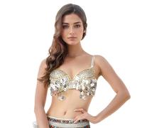 Elnwnnkc Haut de danse à paillettes avec fermeture arrière réglable pour les spectacles de danse du ventre latine, vêtements de danse scintillants, haut de Festival Rave