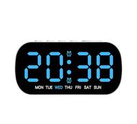 Elnwnnkc Horloge LED avec calendrier hebdomadaire et affichage de la température, horloge numérique moderne, 2 alarmes, luminosité réglable, chambre à coucher, chevet
