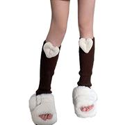 Elnwnnkc Jambières D'hiver En Tricot Côtelé Pour Femmes Avec Peluche Douce Peluche Cœur D'amour Couleur Unie Poignets De Bottes Crochet Couvre-pieds Chaussettes Hautes Sans Pieds Jambières