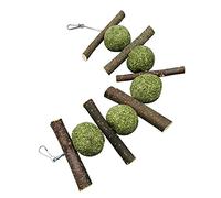 Elnwnnkc Jouet à mâcher pour Dents de Lapin Naturel pour friandises Foin bâtons de Bois Boules d ' Jouets en Cage pour Lapin Chinchilla Hamster Guinée P friandises Foin pour cochons d ' Inde Hamsters