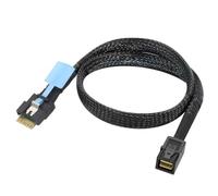 Elnwnnkc Keyed SFF-8654 vers SFF-8643 Câble de stockage interne tressé de 100 cm avec prise hôte décalée pour routage de carte réseau vers fond de panier, 1 paquet
