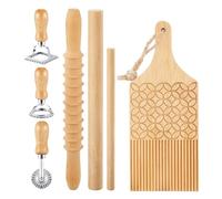 Elnwnnkc Kit de fabrication de pâtes pour gnocchi et raviolis comprenant une planche en bois et un rouleau à pâtisserie, idéal pour une utilisation facile, outil de cuisine multifonction
