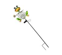Elnwnnkc Lampe de jardin en forme de grenouille à énergie solaire avec construction en fer et boule de verre pour allée en métal avec verre craquelé