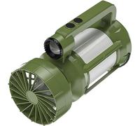 Elnwnnkc Lampe de poche ventilateur de secours avec entrée de type C et énergie solaire, lampe de camping rechargeable de 2000 mAh, 4 modes et sortie USB pour la préparation des pannes, ventilateur de
