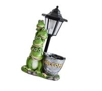 Elnwnnkc Lampe solaire en forme de grenouille avec allumage automatique et support de fleur pour décoration extérieure 23 à 5 cm de hauteur en résine étanche