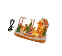 Elnwnnkc LED Light Christmas Village Scene with Rotating Train Musical Lighted Collection Figurines for Home Decors Musical Village Houses Figurine