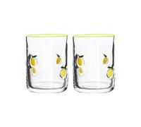 Elnwnnkc Lot de 2 verres à jus vintage avec impression citron, avec une capacité de 414 ml, parfaits pour les cocktails, les décorations d'eau, les maisons vintage