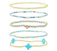Elnwnnkc Lot de 5 perles avec motif géométrique crucifix fabriqué à la main pour accessoires quotidiens sélection de couleurs crucifix, taille unique, Comme décrit