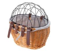 Elnwnnkc Panier de rangement tissé pour vélo avec couvercle, panier en rotin tissé pour animaux de compagnie pour adultes