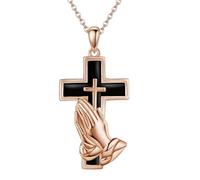Elnwnnkc Pendentif de crémation croisée en acier inoxydable avec médaillons ouvrables pour un rangement sécurisé des cendres d'animaux de compagnie, souvenirs commémoratifs, porte-bijoux commémoratifs