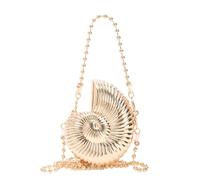 Elnwnnkc Petit à bandoulière en forme de conque métallique, à main en acrylique brillant avec sangle en chaîne, étui à rouge à lèvres, à main de soirée, portable