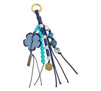 Elnwnnkc Porte-clés en corde tressée avec breloque en forme de fleur en perles - Pendentif décoratif pour sac à dos, sac à main, clés de voiture - Pour homme et femme, bleu