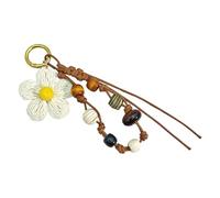 Elnwnnkc Porte-clés en corde tressée avec breloque en forme de fleur en perles - Pendentif décoratif pour sac à dos, sac à main, clés de voiture - Pour homme et femme, b