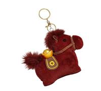 Elnwnnkc Porte-clés en peluche porte-bonheur en forme de cheval symbolisant la richesse et le bonheur, excellent support souple pour le Nouvel An ou un anniversaire, rouge vin, taille unique