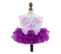 Elnwnnkc Robe de mariage pour petit animal de compagnie brodé papillon dentelle robe pour bichon chat pull jupe tulle fête costume papillon chien