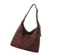 Elnwnnkc Sac à bandoulière en daim texturé de qualité supérieure - Grand espace de rangement - Esthétique coréenne - Sac à main de travail en daim, café, Medium