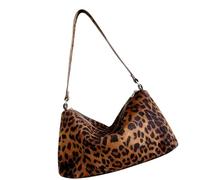 Elnwnnkc Sac à main contemporain en daim avec poignée sur le dessus, accessoire essentiel de voyage, sac rétro pour les aisselles, Imprimé léopard marron.