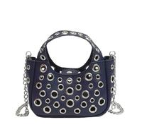 Elnwnnkc Sac à main en cuir synthétique avec rivets creux pour femme, a, Medium