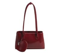 Elnwnnkc Sac à main rétro en cuir synthétique avec fermeture éclair pour femme, Rouge