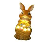 Elnwnnkc Statue de lapins solaires - Lampe LED pour jardin d'extérieur - Lapins de Pâques