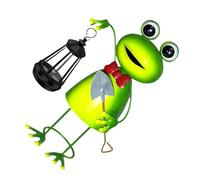 Elnwnnkc Statues de grenouille de jardin décoration extérieure en fer solaire statue LED décoration de jardin coupe-vent lampe ornements grenouille sculpture avec lumière LED