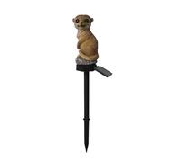 Elnwnnkc Statuette de jardin suricates avec casque LED lumineux - Figurine à lumière solaire - Décoration d'extérieur - Statue de jardin à énergie solaire