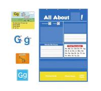 Elnwnnkc Tableau De Poche d'apprentissage des Mots Lettre Éducative pour La Maternelle Activité Scolaire À Domicile avec Cartes Mémoire Réutilisables Poche d'apprentissage Alphabétique