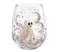 Elnwnnkc Tasse en verre sans pied d ' Halloween avec profil arrondi, C | Tasse à boisson décorative pour les couverts saisonniers, décor de pièce maîtresse de comptoir à desserts, accent