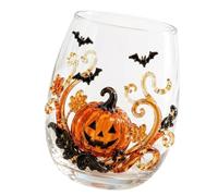 Elnwnnkc Tasse en verre sans pied d ' Halloween avec profil arrondi, D | Tasse à boisson décorative pour les couverts saisonniers, décor de pièce maîtresse de comptoir à desserts, accent