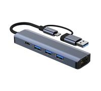 Elnwnnkc USB C + Extenseur USB3.0 Adaptateur Type Séparateur 100mbps/1000mbps Ethernet Multiport Adaptateur Expanseur pour PC Portable Type Ethernet Convertisseurs