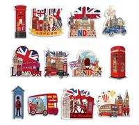 ELNX Lot de 12 Aimants Frigo Londres | Souvenirs de Londres Cadeaux Ensemble Décoratif Design Britannique Monuments Anglais Aimants Cuisine UK Souvenirs pour Famille Collègues Amis (Set B)