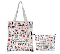 ELNX Lot de 2 Cabas et Trousse de Maquillage Broadway Musical, Cadeau Théâtre I'm Not Dramatic I'm Theatrical, Pochette à Fermeture Éclair pour Amateurs de Comédie Musicale, Blanc