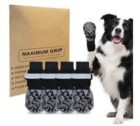 ELNX Lot de 2 Paires de Chaussettes antidérapantes pour Chien, avec Grips, protège-Pattes réglables, Bottes pour Pattes blessées, parquets, promenades en intérieur (Noir, Taille M)