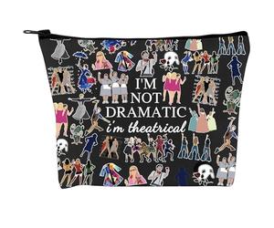 ELNX Trousse à Maquillage Comédie Musicale Broadway, I'm Not Dramatic I'm Theatrical Pochette de Maquillage, Cadeau pour Amateur de Théâtre et Drame, avec Fermeture Éclair, Noir
