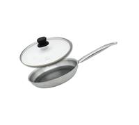 ELO 3582426 Poêle 24 cm Acier Inoxydable 18/10, Couvercle Verre, Triply 3 Couches, Antiadhésif Minéral Elodur Select Sans PFAS, Tous Feux Dont Induction et Four, Garantie 4 Ans, Inox, Aluminium