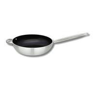 Elo 5166826 Poêle wok 28 cm, Poele inox, Poele aluminium, Poêl anti-adhésive28 cm, Poêle de cuisine, Convient à tout type de feux, Aluminium, acier inoxydable, Gris, Noir, 28 cm