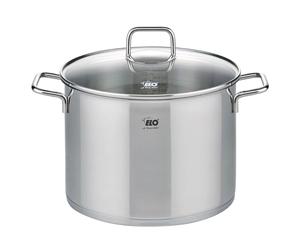 Elo 7244626 Faitout 26 cm Acier inoxydable 18/10, Marmite avec Couvercle en Verre, Poignées Inox, Tous Feux Dont Induction et Four, Cuisson Saine, Graduations Intérieures, Lave-Vaisselle, 9,5 L