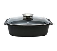 ELO 8413226 Rôtissoire rectangulaire, Cocotte mijoteuse avec Couvercle en Verre, Plat à Four, Convient à Tous Types de Feux et au Four, Aluminium, Plastique, Verre, Noir, 40 x 22 cm