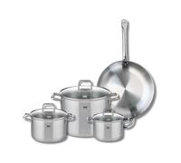 ELO 9500850 Batterie de cuisine 4 pièces, Set de 1 Poêle de cuisson 32 cm et 3 faitouts 16, 20 et 26 cm Elo Profi Citrin, inox, induction