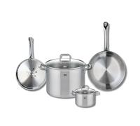 ELO 9502650 Batterie de cuisine 4 pièces, Set de 2 Poêles de cuisson 24 et 28 cm et 2 faitouts 14 et 26 cm Elo Profi Citrin, inox, induction, Gris Anthracite