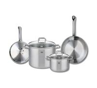 ELO 9502950 Batterie de cuisine 4 pièces, Set de 2 Poêles de cuisson 24 et 28 cm et 2 faitouts 20 et 26 cm Elo Profi Citrin, inox, induction