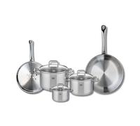 ELO 9503350 Batterie de cuisine 5 pièces, Set de 2 Poêles de cuisson 24 et 28 cm et 3 faitouts 12, 16 et 20 cm Elo Profi Citrin, inox, induction